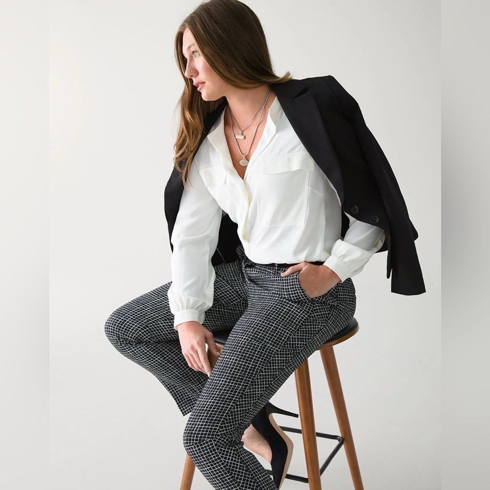 White House Black Market plaid comfort stretch slim ankle pants size 00short